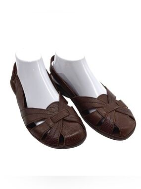 Baretraps Dachelle Sandals Womens 9 Brown Genuine Leather Fisherman Slingback‎